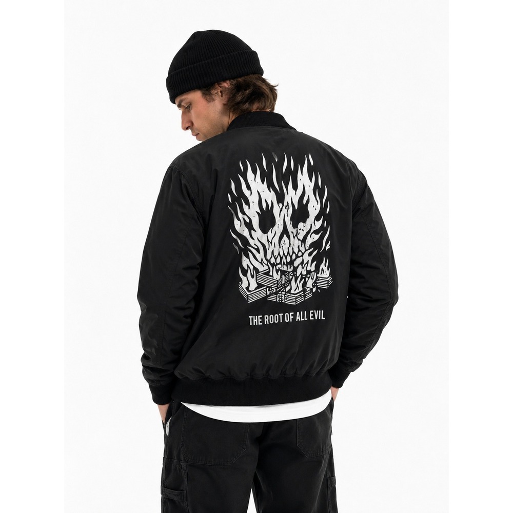 Lurking Class by Sketchy Tank Mens XL Black Root of All Evil Bomber Jacket Skull